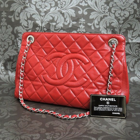 Chanel Caviar Skin Red Leather Bag! MINT! - Picture 1 of 10